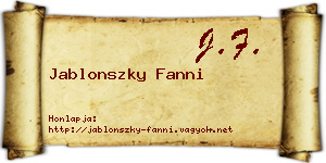 Jablonszky Fanni névjegykártya